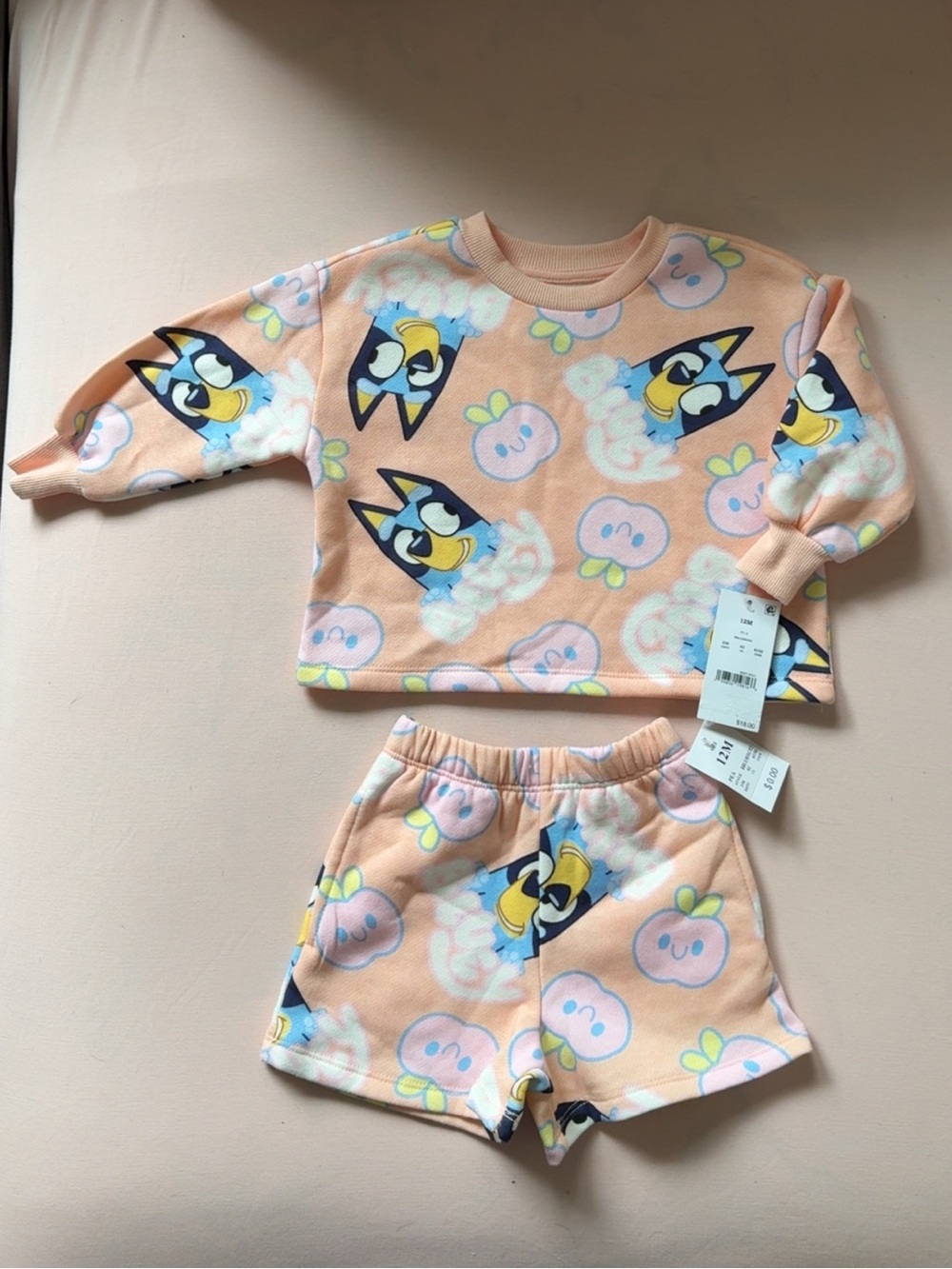 Bluey Peach Character Sweat Short Set